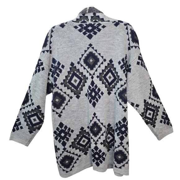 Bartolini Wool Cardigan Womens Large Equestrian South Western Aztec Tribal Long - Picture 2 of 11